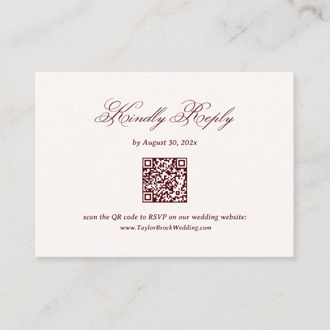 Tarjeta De Recepción Burgundy Wedding RSVP  (Anverso)