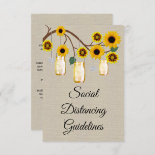 Tarjeta De Recepción Burlap Amarillo Floral Mason Jar Medidas de seguri