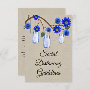 Tarjeta De Recepción Burlap Blue Floral Mason Jar Medidas de seguridad