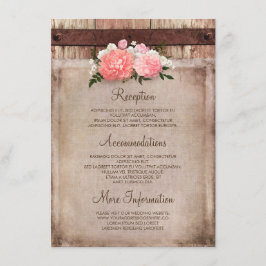 Tarjeta De Recepción Burlap floral e información sobre Bodas de madera