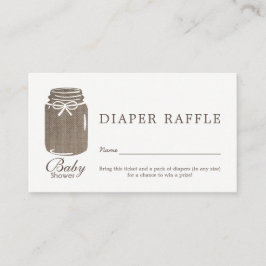 Tarjeta De Recepción Burlap Mason Jar Baby Diaper Ticket