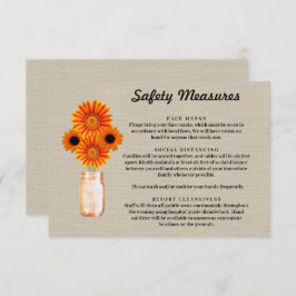 Tarjeta De Recepción Burlap Naranja Floral Mason Jar Medidas de segurid
