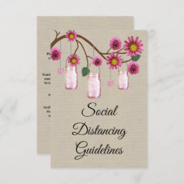 Tarjeta De Recepción Burlap Pink Floral Mason Jar Medidas de seguridad