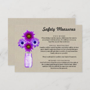 Tarjeta De Recepción Burlap Purple Floral Mason Jar Medidas de segurida