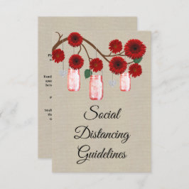 Tarjeta De Recepción Burlap Red Floral Mason Jar Medidas de seguridad