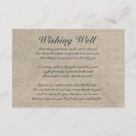 Tarjeta De Recepción Burlap Rustic Wike Well Card