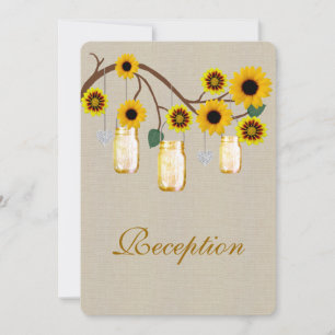 Tarjeta de recepción Burlap Rustic Yellow Mason Ja