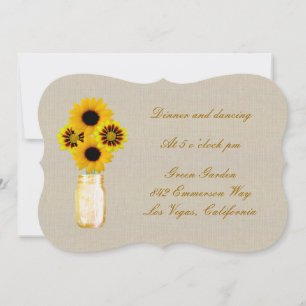 Tarjeta de recepción Burlap Rustic Yellow Mason Ja