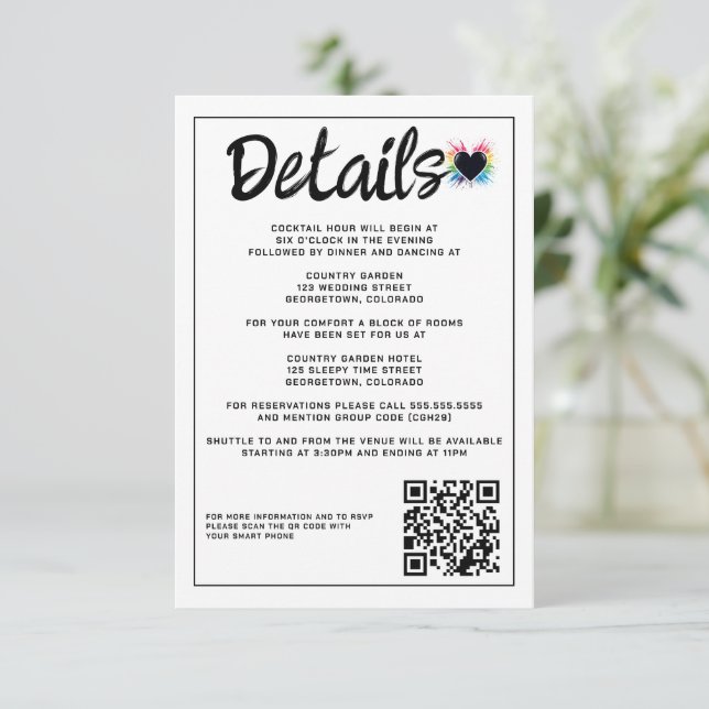 Tarjeta De Recepción Burst arcoiris (Anverso de pie)