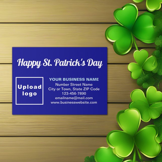 Tarjeta De Recepción Business Saint Patrick Greeting en azul (Blue Saint Patrick business enclosure card)