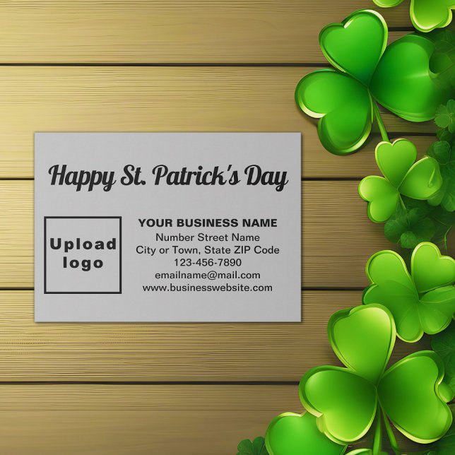 Tarjeta De Recepción Business Saint Patrick Greeting en gris (Gray Saint Patrick business enclosure card)