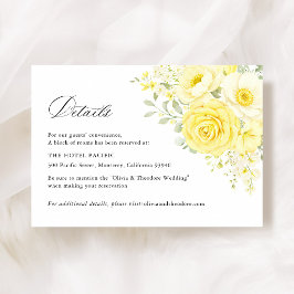 Tarjeta De Recepción Butter Yellow Ivory Floral Wedding Hotel Details