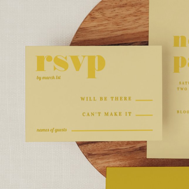 Tarjeta De Recepción Butter Yellow Simple Wedding RSVP (Butter Yellow Simple Wedding RSVP Enclosure Card)