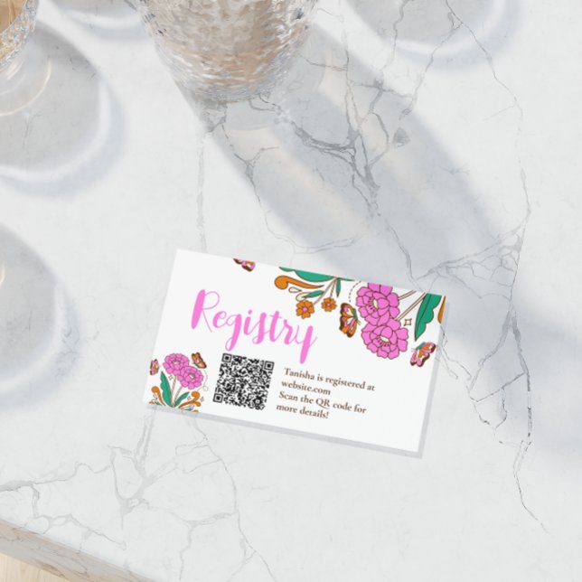 Tarjeta De Recepción Butterflies Amantes del guión floral rosado (Subido por el creador)