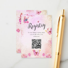 Tarjeta De Recepción Butterflies Registro de duchas de novias Código QR