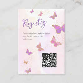 Tarjeta De Recepción Butterflies Registro de duchas de novias Código QR