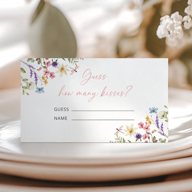 Tarjeta De Recepción Butterfly Bridal Shower Adivinen cuántos besos (Subido por el creador)