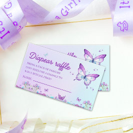 Tarjeta De Recepción Butterfly Diaper Raffle Card | Pink & Purple Baby