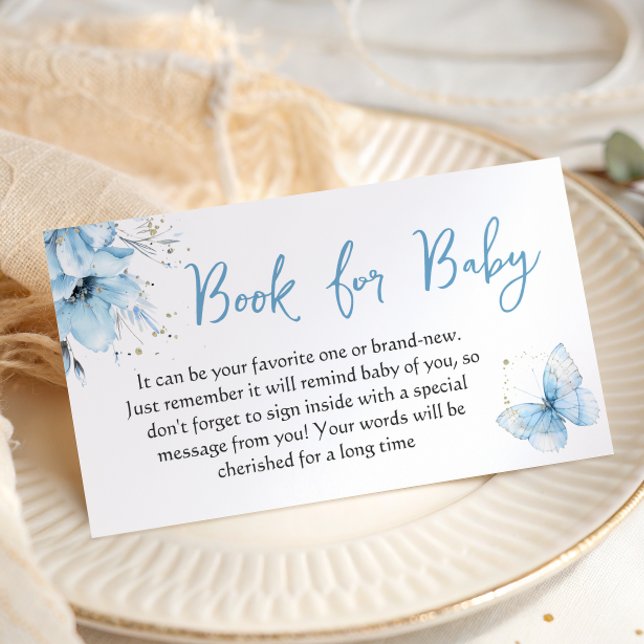 Tarjeta De Recepción Butterfly Floral Blue Boy Book For Baby Shower (Subido por el creador)