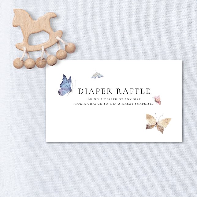 Tarjeta De Recepción Butterfly Girl Baby Shower Diaper Raffle (Butterfly Girl Baby Shower Diaper Raffle Enclosure Card)
