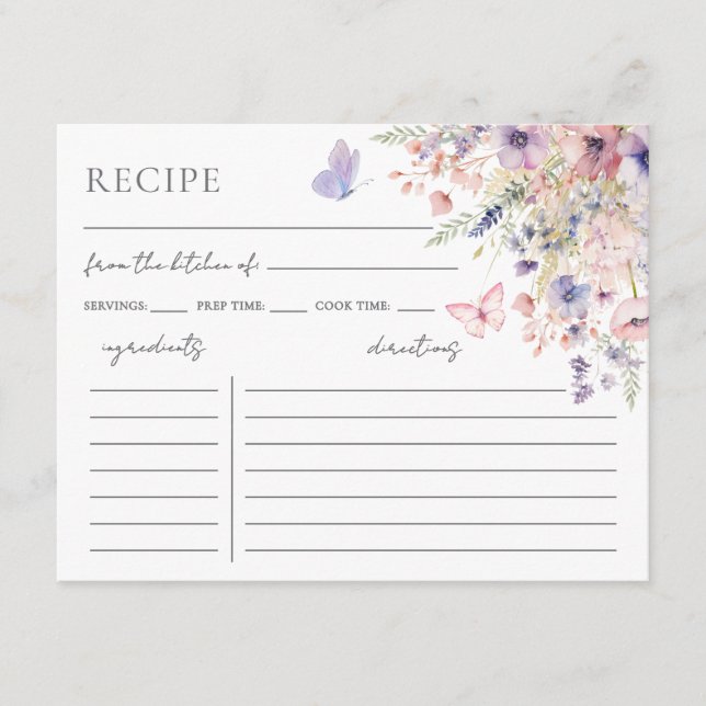 Tarjeta De Recepción Butterfly Wildflower Recipe (Anverso)