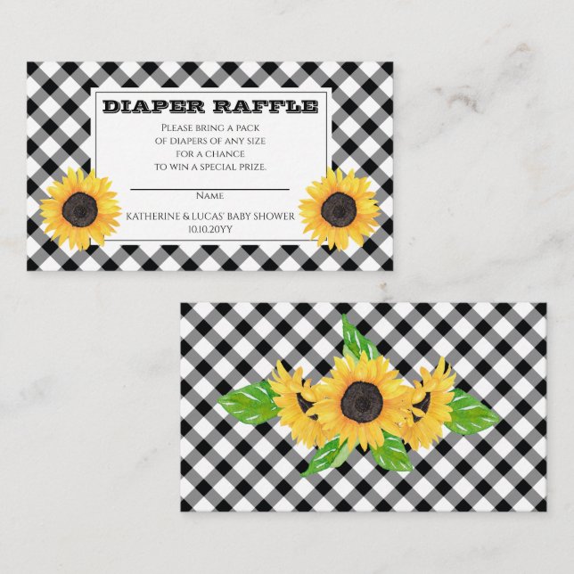 Tarjeta De Recepción BW Checks Baby Q BBQ Ducha Diaper Raffle (Anverso / Reverso)