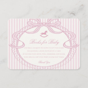 Tarjeta De Recepción Caballo de Balanza con Lazo Coquette Rosa Libros p
