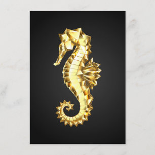 Tarjeta De Recepción Caballo marino polígono de oro