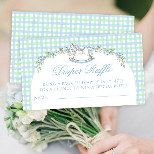 Tarjeta De Recepción Caballo verde azul lindo ducha de bebé barquillo d