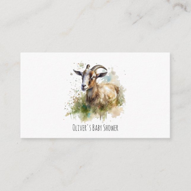 Tarjeta De Recepción Cabra de granja acuarela, personalizado (Anverso)