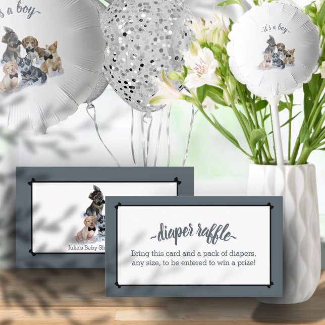 Tarjeta De Recepción Cachorro puro | Elegante Diaper Raffle Baby Shower (Pure Puppy | Elegant Diaper Raffle Baby Shower Enclosure Card)
