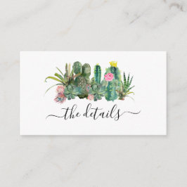 Tarjeta De Recepción Cactus Cacti Suculent Floral Boda Detalles