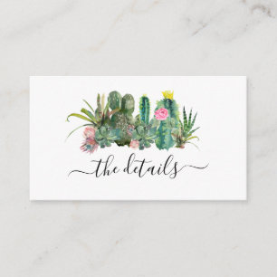 Tarjeta De Recepción Cactus Cacti Suculent Floral Boda Detalles