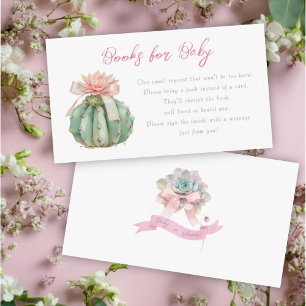 Tarjeta De Recepción Cactus Cinta Rosa Bebé Niña Ducha Solicitud de Lib