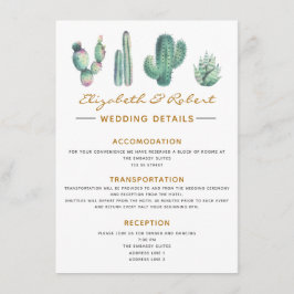 Tarjeta De Recepción cactus de acuarela suculentas elegantes detalles s