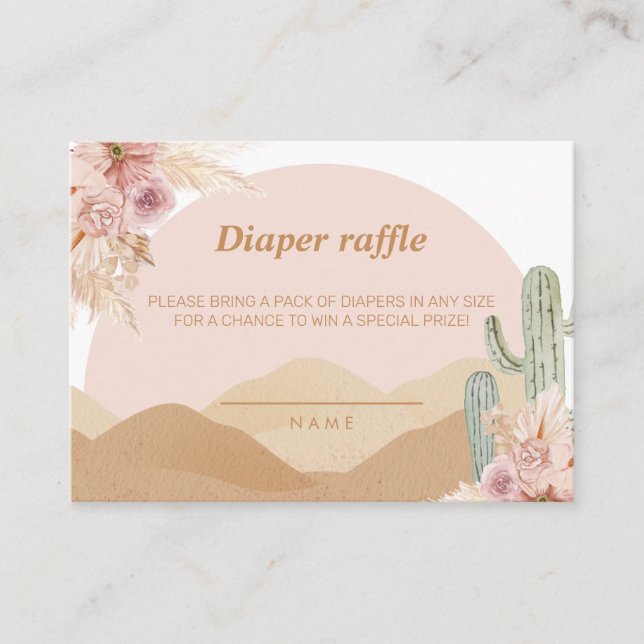Tarjeta De Recepción Cactus Desert Arizona Southwestern Diaper Raffle (Anverso)