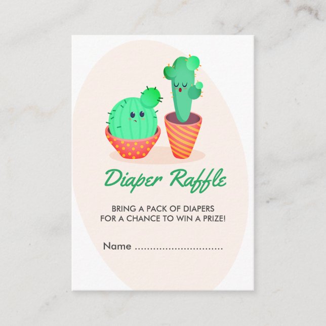 Tarjeta De Recepción Cactus Diaper Raffle Baby Shower (Anverso)
