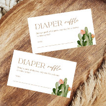 Cactus Diaper Raffle Tickets Bohemio Insertar