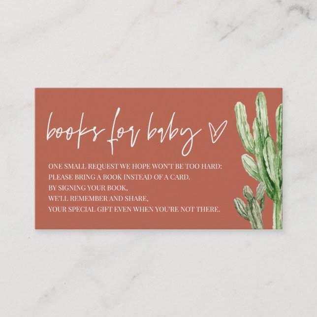 Tarjeta De Recepción Cactus Género Libros Desiertos Neutrales Para Bebé (Anverso)