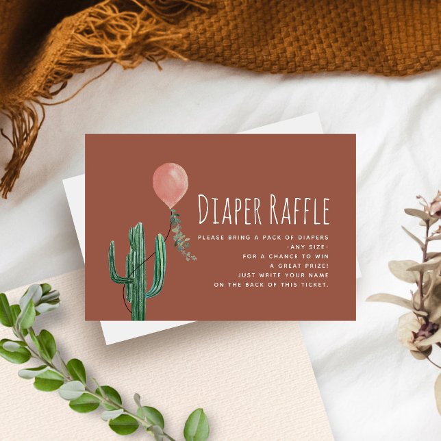 Tarjeta De Recepción Cactus Globo rosa Baby Shower Diaper Raffle (Subido por el creador)