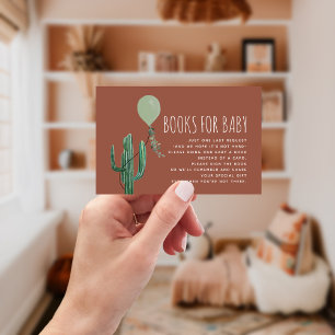 Tarjeta De Recepción Cactus Green Balloon Baby Shower Book Request