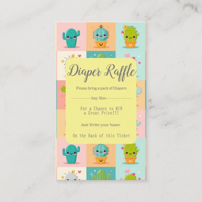 Tarjeta De Recepción Cactus Kawaii Baby Shower (Anverso)
