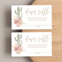 Cactus pampas boho baby ducha pañales rifas