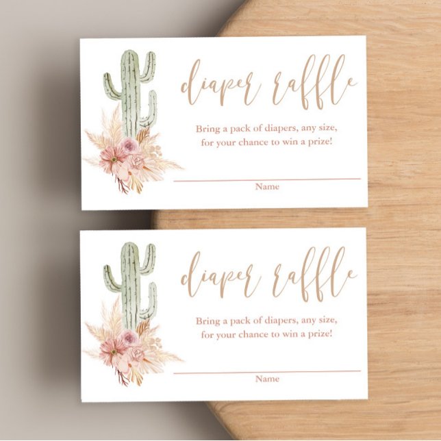 Tarjeta De Recepción Cactus pampas boho baby ducha pañales rifas (Subido por el creador)