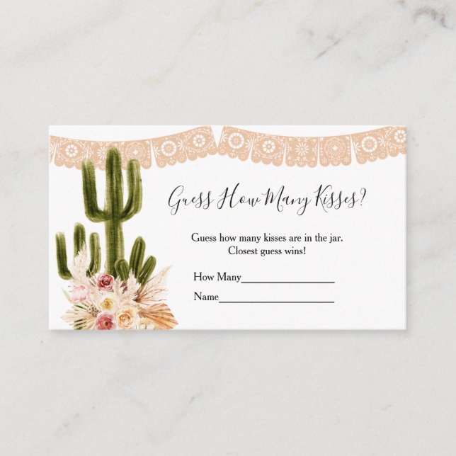 Tarjeta De Recepción Cactus Taco acerca del juego Amo Cuántos Besos (Anverso)