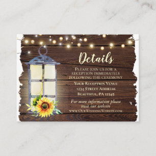 Tarjeta De Recepción Cadena de girasol ilumina madera rusa de linterna
