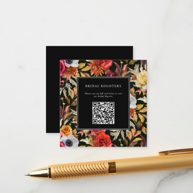 Tarjeta De Recepción Cae Moody negro ducha romántica de novia (Anverso/Reverso In Situ)