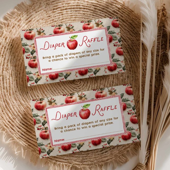 Tarjeta De Recepción Caer Baby Shower Apple Diaper Raffle (Apple Rustic Fall Baby Shower Diaper Raffle Ticket)