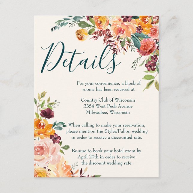 Tarjeta De Recepción Caer enamorada (Anverso)