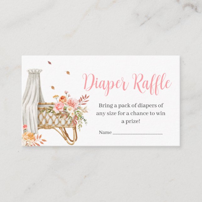 Tarjeta De Recepción Caer Enamorada Calabaza Rosa Diaper Raffle (Anverso)